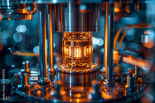 Quantum Computing breakthroughs visualized through high impact editorial photography highlighting complex machinery and innovative labs with a magazine quality finish to detail its significance