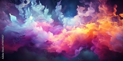 Colorful Cloud of Smoke on Black Background Generative AI