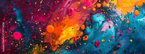 A abstract colorful paint background with splashes watercolor wallpaper illustration.