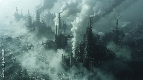 Factories release smoke into the air and wastewater into rivers and seas.