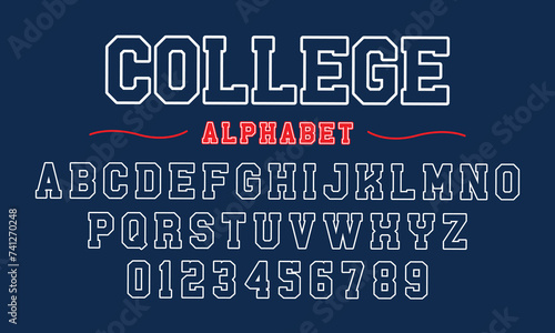 Editable typeface vector. College sport font in american style for football, baseball or basketball logos and t-shirt. 