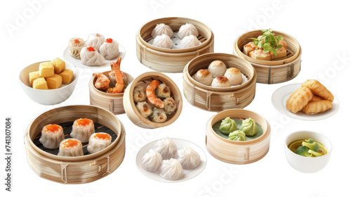 Dim Sum on isolated on transparent png background. Generative ai