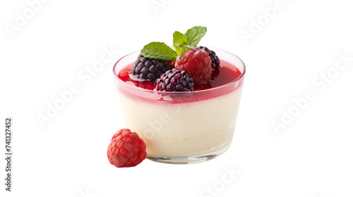 Panna Cotta on isolated on transparent png background. Generative ai