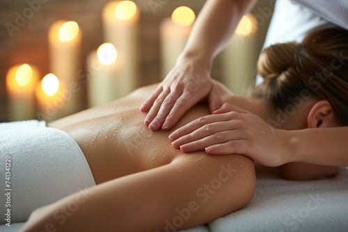 young man with back problems receives a relaxing massage in a spa
