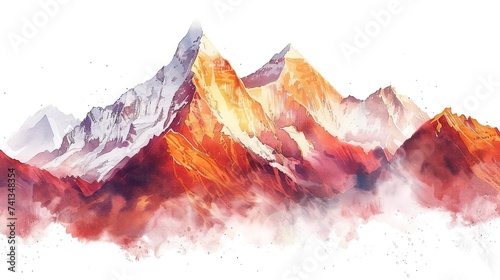 Hand painted watercolors of the high Himalayan mountains.