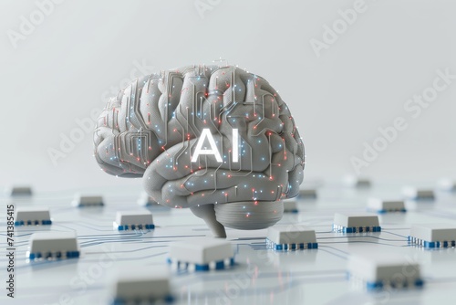 AI Brain Chip telemedicine. Artificial Intelligence cybersecurity mind cognitive adaptability axon. Semiconductor glutamate circuit board quantum gate