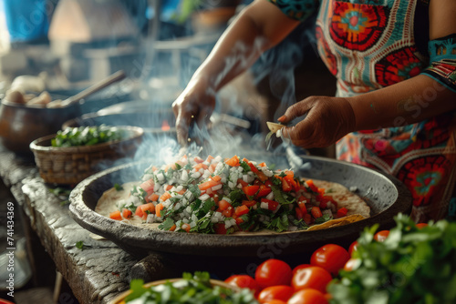cocinando comida mexicana típica y tradicional en la calle, tacos mexicanos