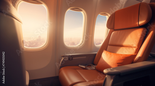 business class seat in airplane, concept of luxury lifestyle of successful rich people