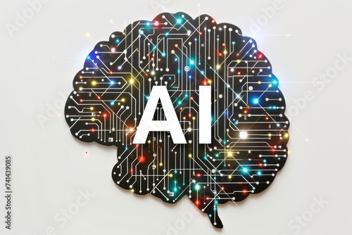 AI Brain Chip image retrieval. Artificial Intelligence visual artifacts mind joystick axon. Semiconductor neurotransmitter inactivation circuit board network security