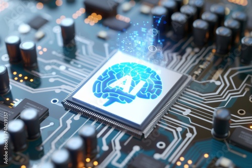 AI Brain Chip dentate gyrus. Artificial Intelligence modem mind brain network axon. Semiconductor artificial intelligence ct circuit board alzheimer disease treatment