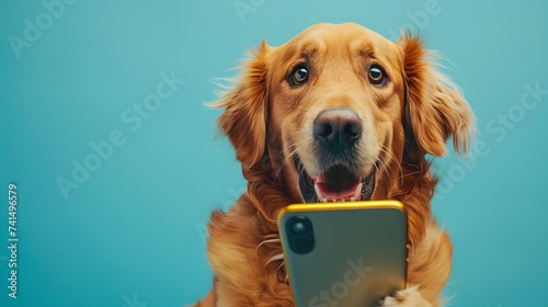 Golden Retriever Taking Selfie with Cell Phone
