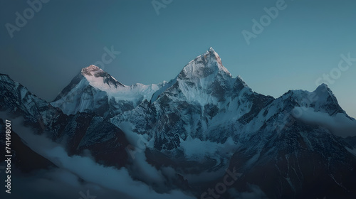 Scenic view of mountains against clear sky, Mountain landscape at night himalaya nepal asia