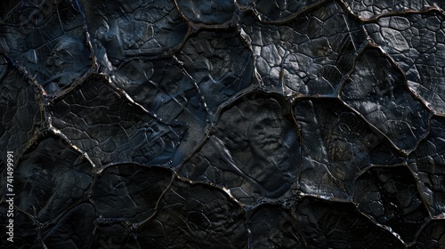 Black lizard skin texture background, black crocodile leather fabric material backdrop