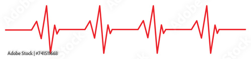 Heartbeat red line icon. EKG and cardio symbol. Vector illustration isolated on white background
