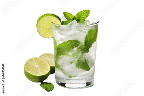 Refreshing Mint Lime Mojito Drink Isolated on Transparent Background