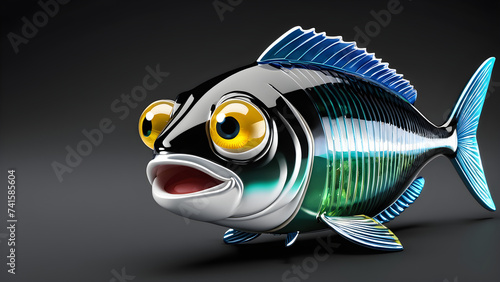 glassy is a cartoon character with sardine fish on a black background. cartoon sardine. illustration of a sardine. clip art sardine