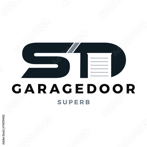 Initial Letter SD Garage Door Icon Logo Design Template