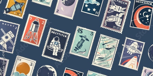 Retro Space Race Stamp Collection