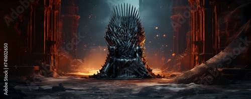 Ancient iron throne adds intrigue to medieval setting in fantasy world concept. Concept Fantasy World, Medieval Setting, Ancient Iron Throne, Intrigue, Concept