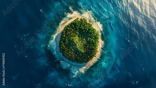 Aerial Majesty: A Huge Rounded Tropical Caribbean Island