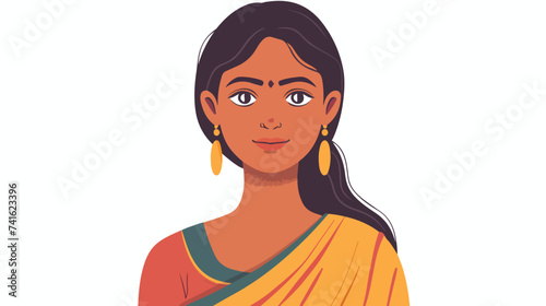 Indian woman vector flat minimalistic isolated il
