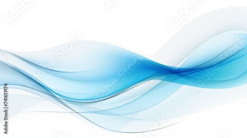 Néon effet flou, fumée, vague en mouvement, bleu électrique et clair sur fond blanc. Pour conception et création graphique, bannière 