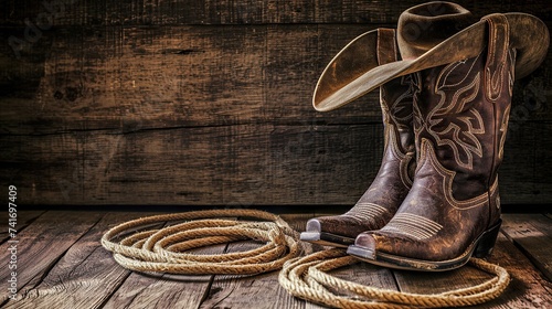 costume for a cowboy on a wooden table with a wooden background