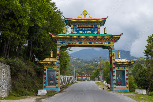 Tawang, arunachal pradesh,India 4 may 2022.The welcome gate of Sera jey jamyang choekhorling monastery in tawang arunachal pradesh india.
