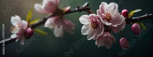 Cherry blossom petals with soft detailed texture Natural abstract delicate shapes and fluid lines Accentuated petal edges against blurred background 