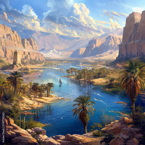 ancient egypt nile river landscape