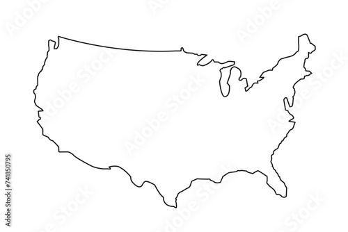 Blank outline map of USA, United States of America map