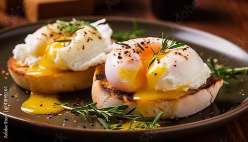 egg benedict with bread