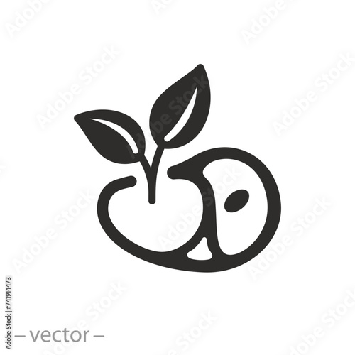vegetarian food icon, meat of vegetable origin, steak of soy, flat symbol on white background - vector illustration