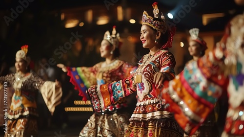 Dynamic cultural dance performance with vibrant traditional music, showcasing colorful costumes and captivating moves. Experience the rich heritage and lively rhythms.