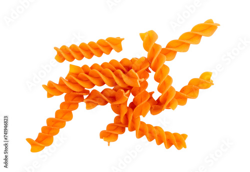 Red Lentil Fusilli Pasta, Raw Orange Spiral Noodles