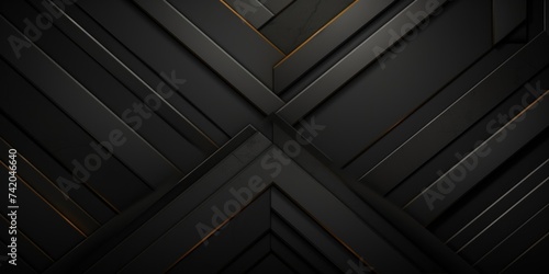 Dark Black grunge stripes abstract banner design. Geometric tech background. Vector illustration