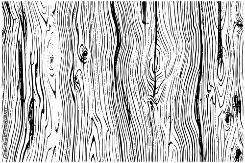 Wooden texture engraved in line art style on white background. Hand drawn vector sketch illustration
