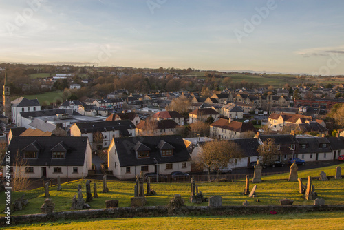 Look at the Strathaven town from cemetary hill, Scotland