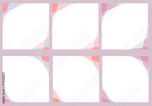 正方形のピンクの幾何学フレームセット