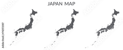 Japan map. Map of Japan in grey set