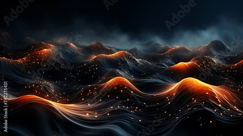 Light rays and stripes moving fast on dark background, abstract speed line technology concept illustration