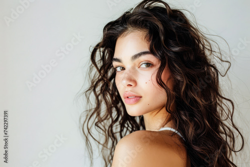 Beauty portrait of a young Armenian woman with copy space for text