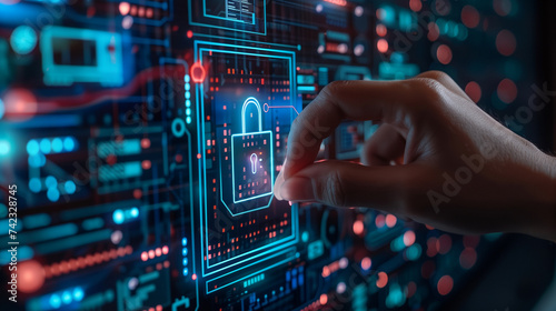 Unlock digital cybersecurity lock using finger