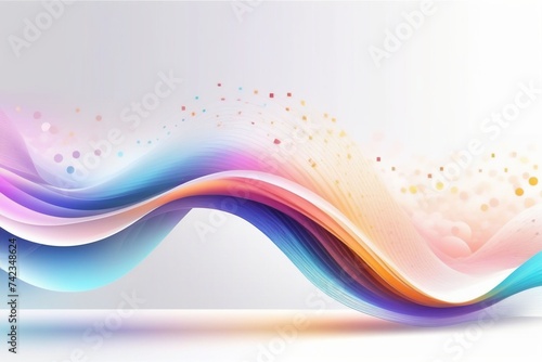 Colorful sound waves, abstract white background, horizontal composition 