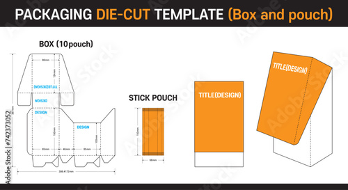 Food pouches and boxes, Food Package die cut template [Stick pouch, Box(10pouch)]