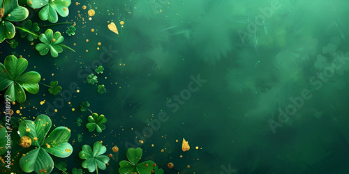 Green Happy Saint Patrick's Day background Abstract bright green background Mystical Meadows Shamrock Leaves Fantasy Background and wallpaper for St Patrick's day concept 