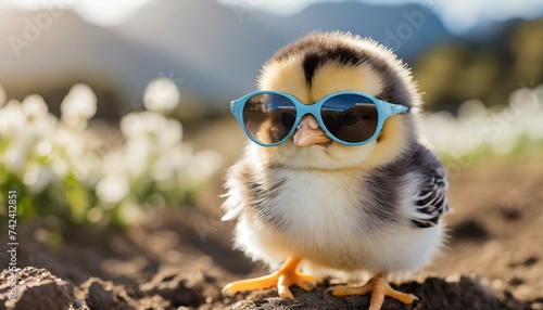 Chillin' Chick: Stylish Shades on the Farm"