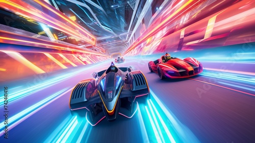 Witness the relentless pursuit of victory as virtual racers push themselves and their machines to the limit.