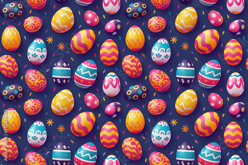 easter eggs on dark blue background seamless repeating pattern tile