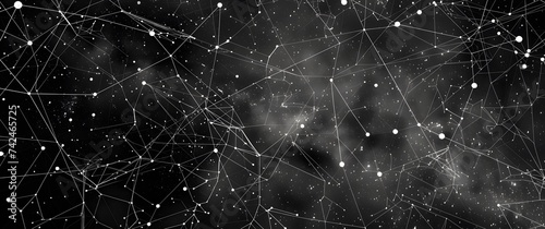 The distribution of triangular shapes in space. Network connection structure. Big data digital background.The structure of the network connection of points and lines. Data technology.